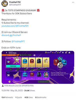 milestone giveaway example