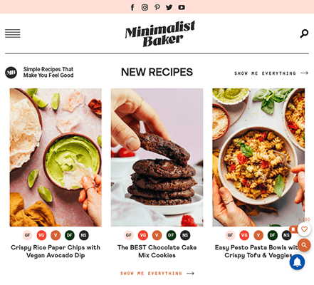 minimalist baker homepage