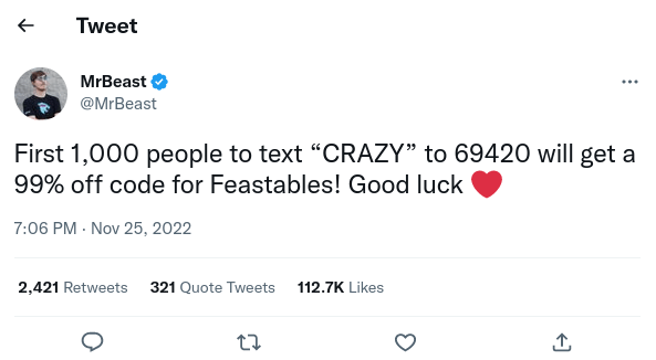 mrbeast giveaway tweet