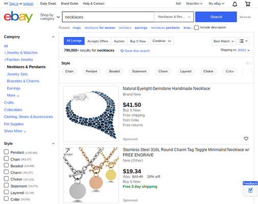 necklaces ebay