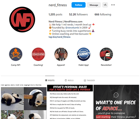 nerd fitness instagram profile