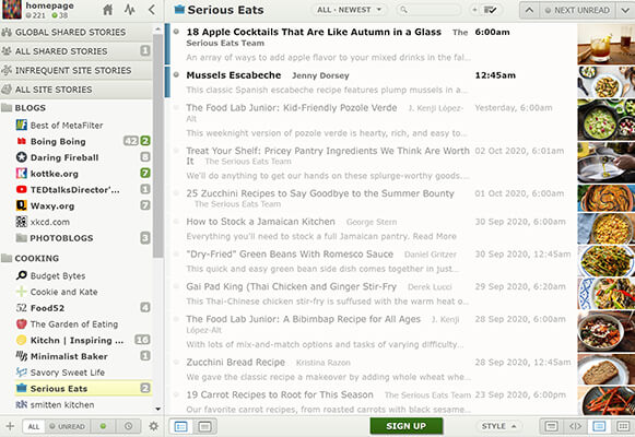 newsblur homepage
