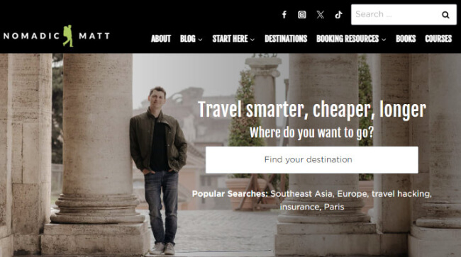 nomadic matt homepage