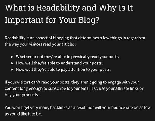 readability bullet points