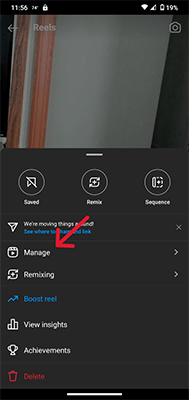 save instagram photo click manage