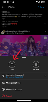 save instagram post collection click save