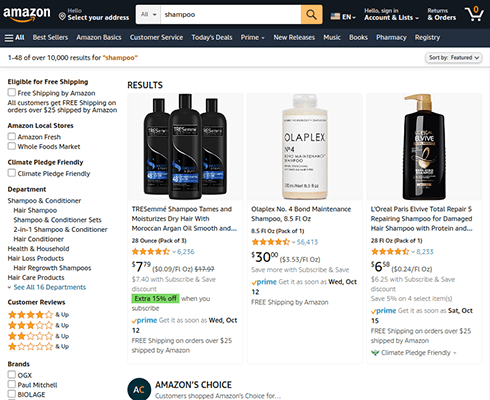 shampoo amazon