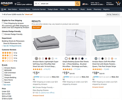 sheet set amazon