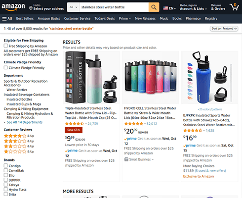 stainless steel water bottle amazon