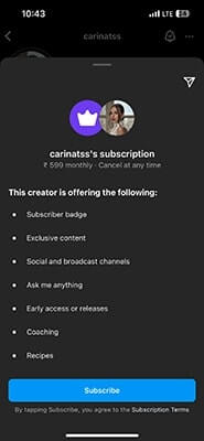 subscriber-only VIP Channel - Carinatss subscription