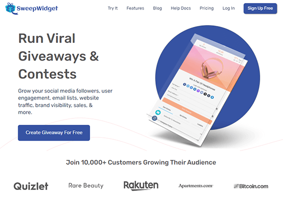 sweepwidget homepage