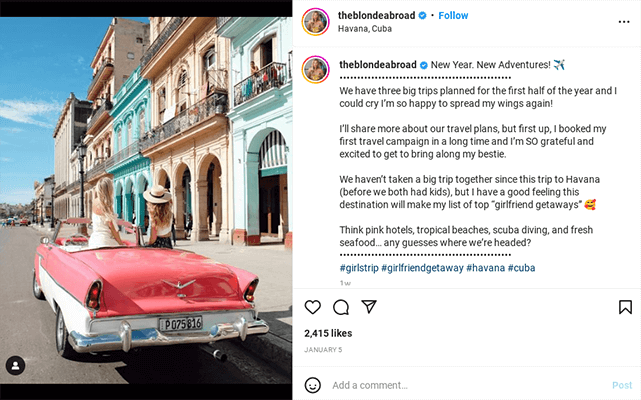 the blonde abroad instagram post