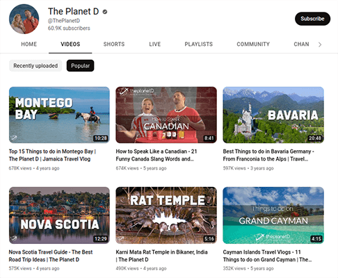 the planet d youtube channel