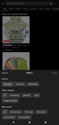 tiktok search filters