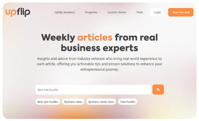 upflip blog page header