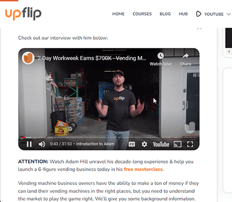 upflip blog youtube video