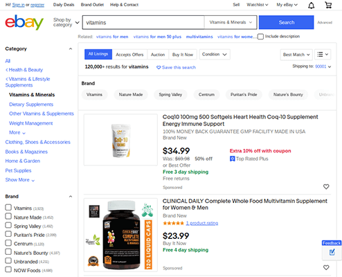 vitamins ebay