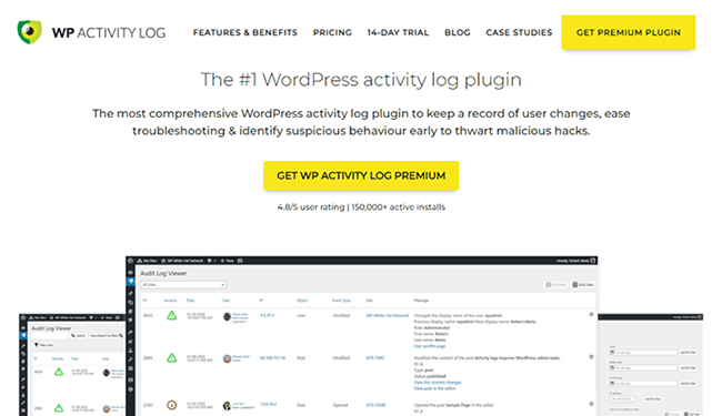 wp activity log homepage