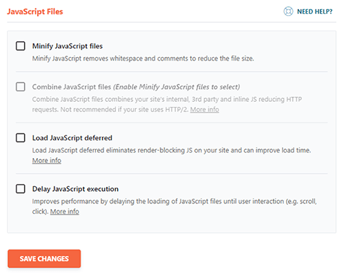 wp rocket javascript files