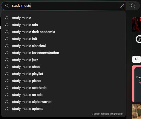 youtube search suggestions